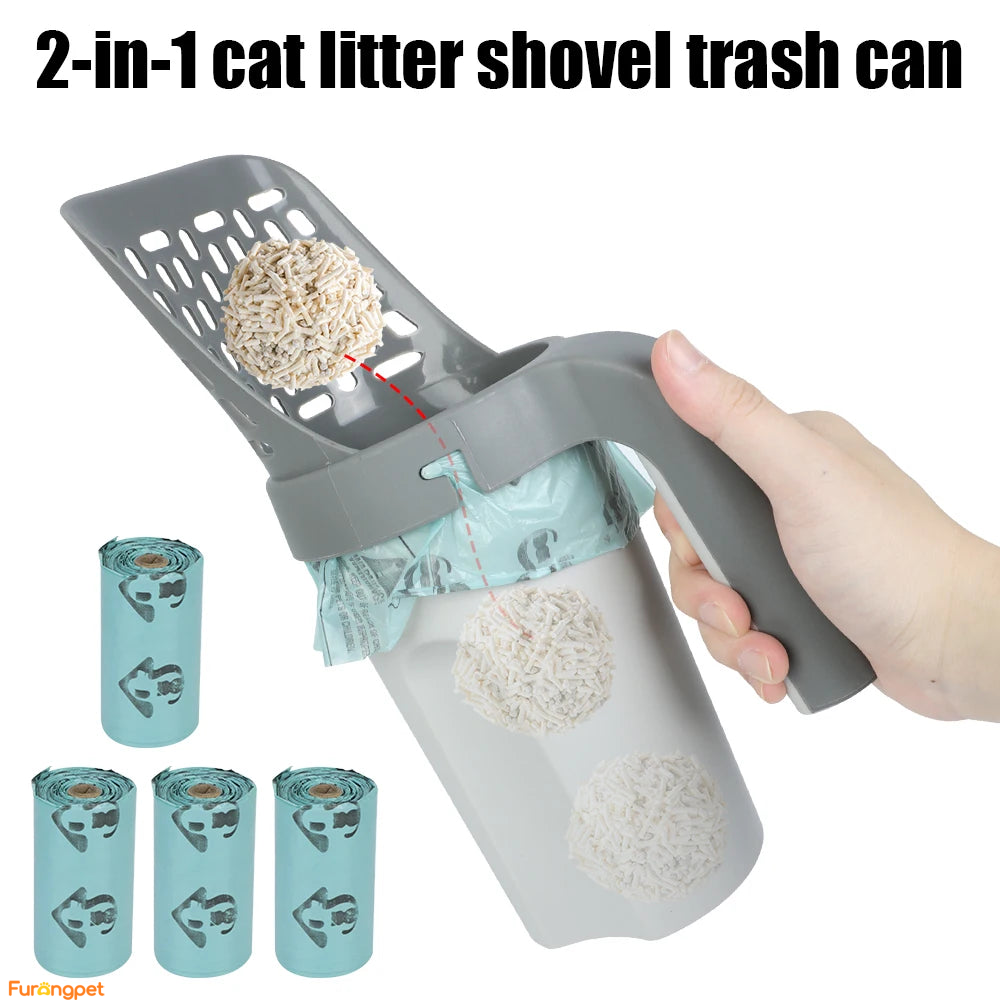 Self-Cleaning Cat Litter Scoop with Integrated Waste Bin