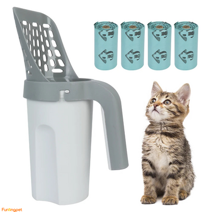 Self-Cleaning Cat Litter Scoop with Integrated Waste Bin