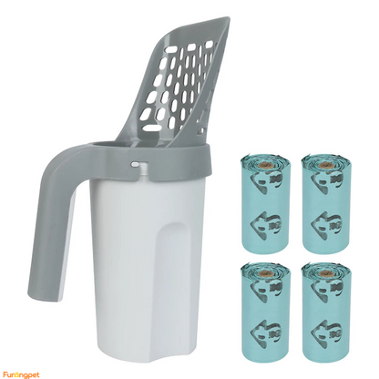 Self-Cleaning Cat Litter Scoop with Integrated Waste Bin