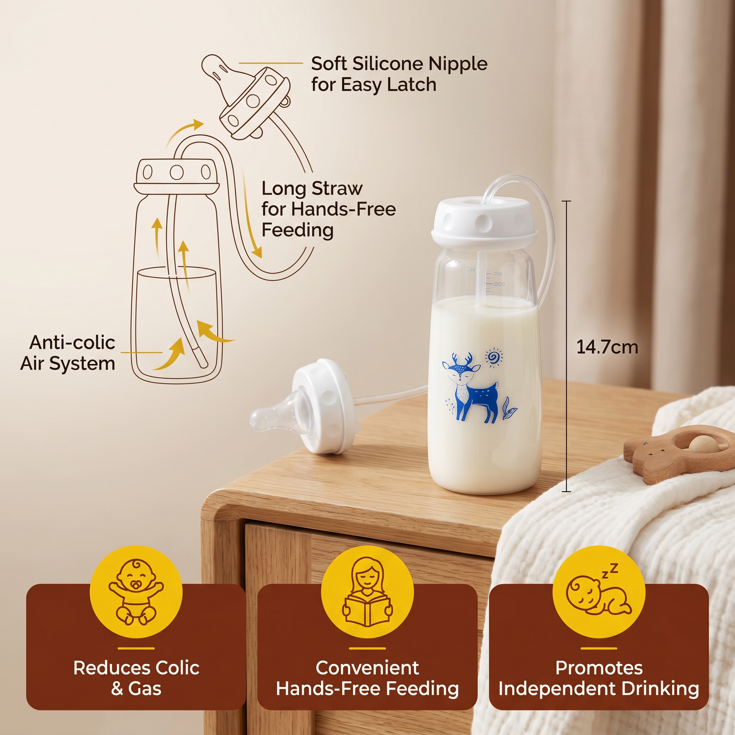 Self-Feeding Hands-Free Baby Bottle