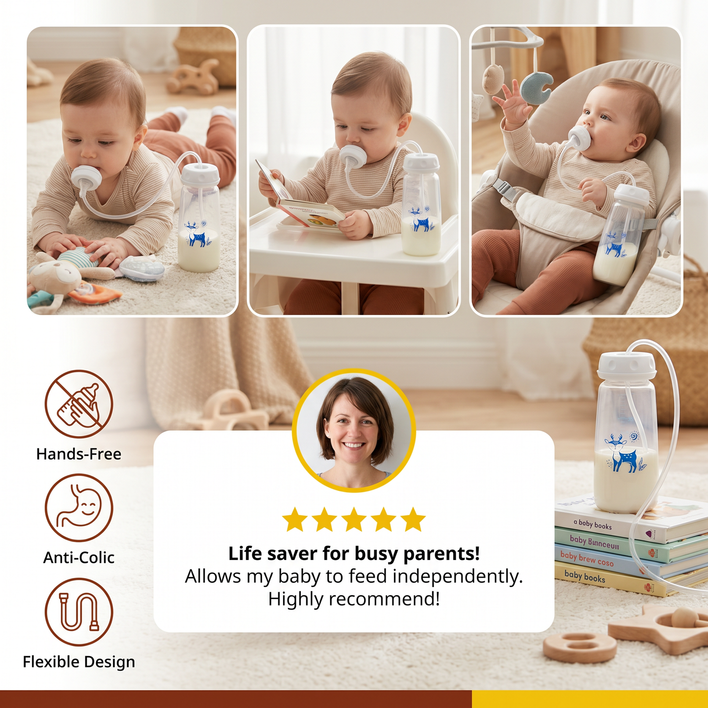 Self-Feeding Hands-Free Baby Bottle