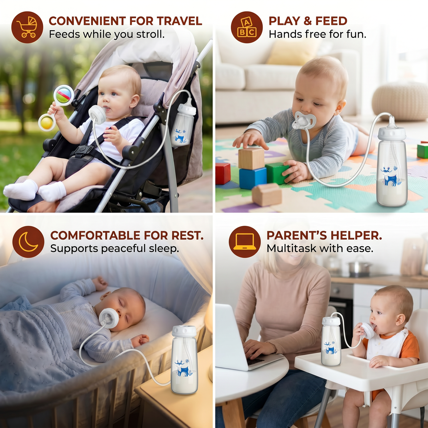 Self-Feeding Hands-Free Baby Bottle
