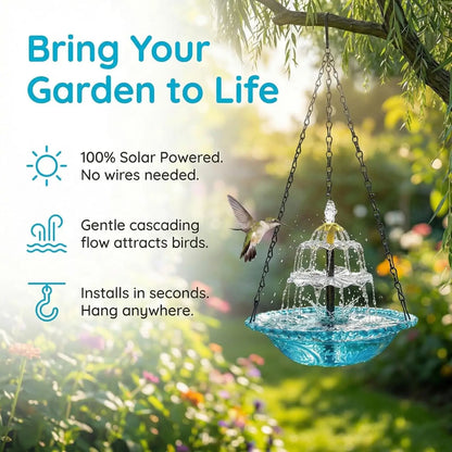 Solar Waterfall Hanging Bird Bath Fountain