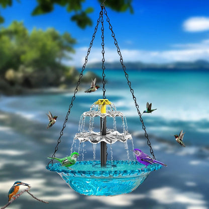 Solar Waterfall Hanging Bird Bath Fountain