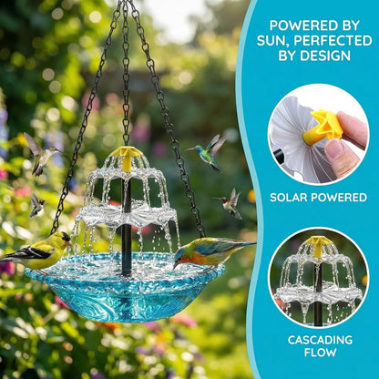 Solar Waterfall Hanging Bird Bath Fountain
