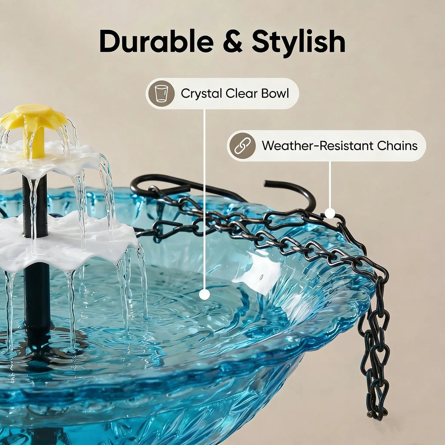 Solar Waterfall Hanging Bird Bath Fountain