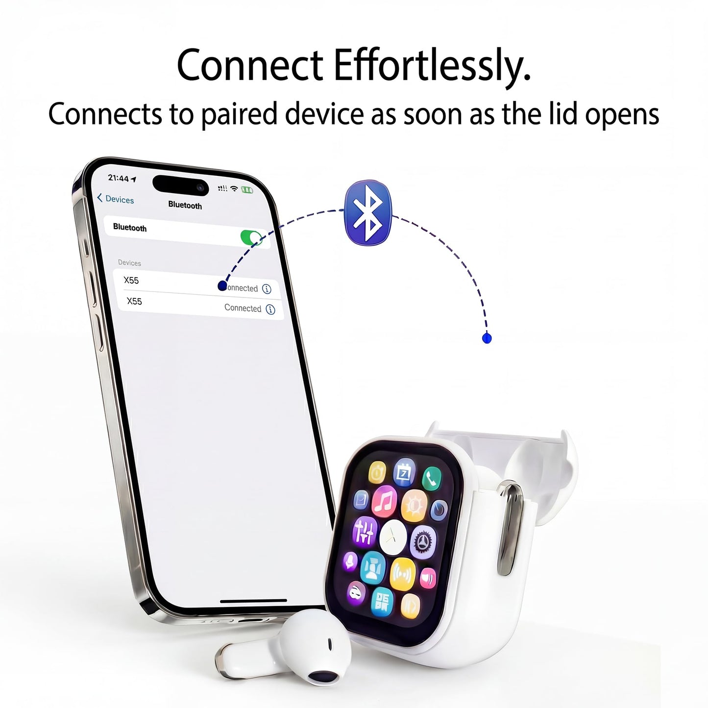 Bluetooth Hi-Fi ANC Headphones LED Touch Screen AI Translator