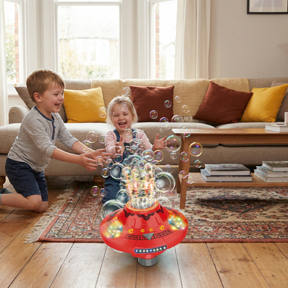 LED Spinning UFO Bubble Blaster Rechargeable Kids Toy