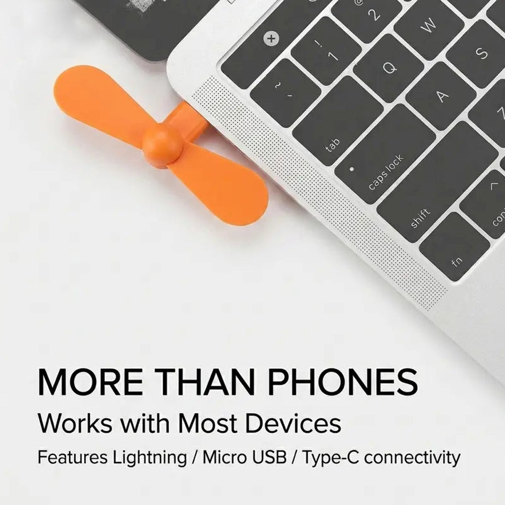 3-in-1 Mini Plug-in Phone Fan-Lightning, Type-C & Micro USB