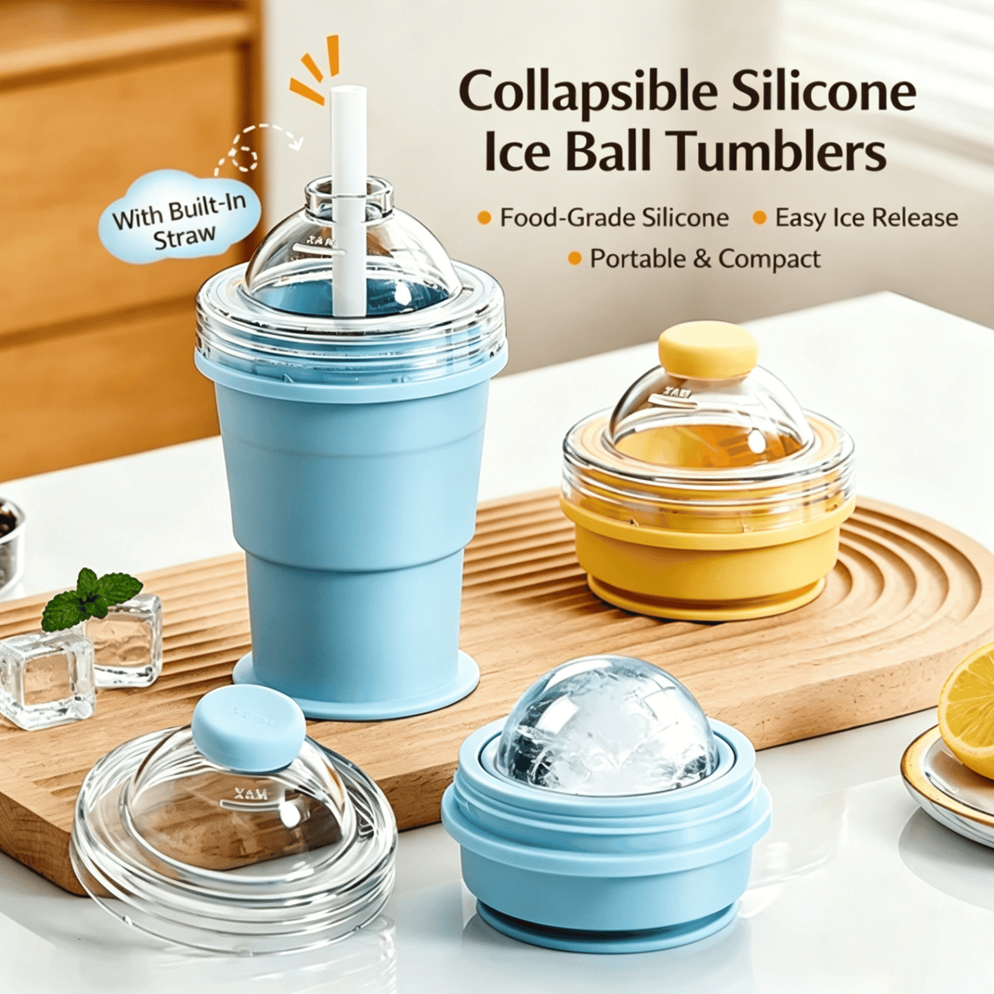 Collapsible Silicone Ice Ball Drinking Cup