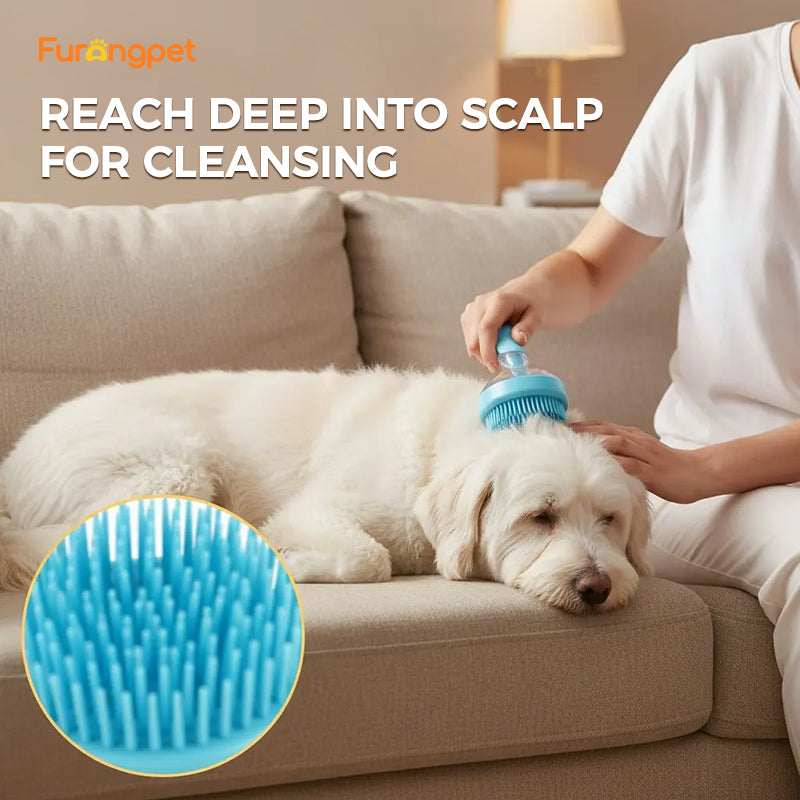 2 in 1 Pet Bath Brush with Shampoo Dispenser Massage