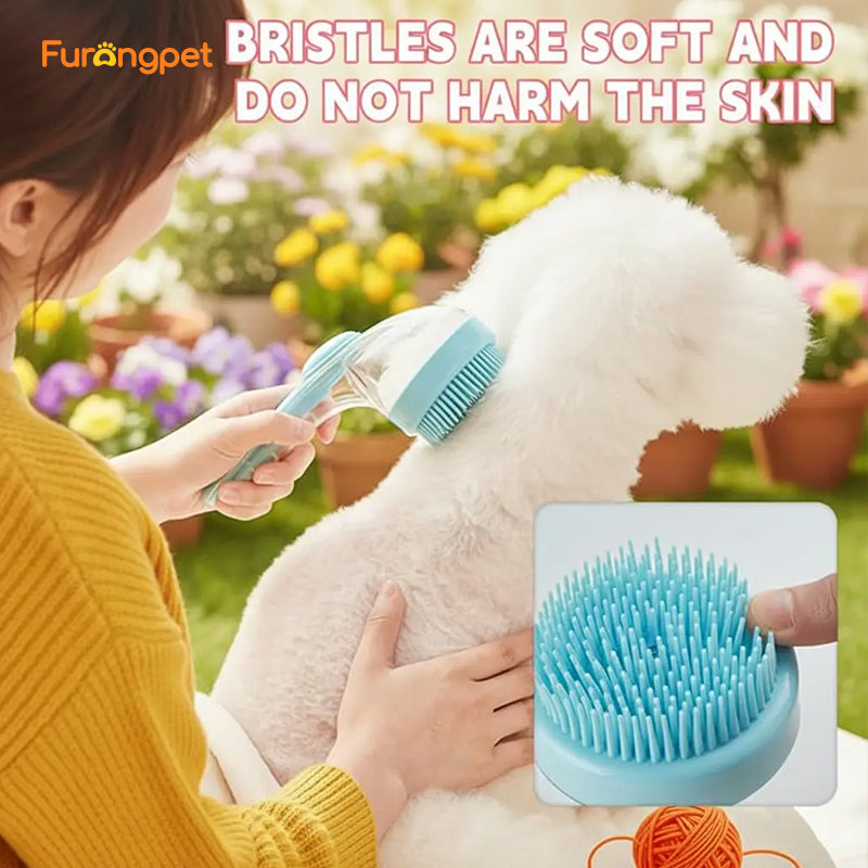 2 in 1 Pet Bath Brush with Shampoo Dispenser Massage