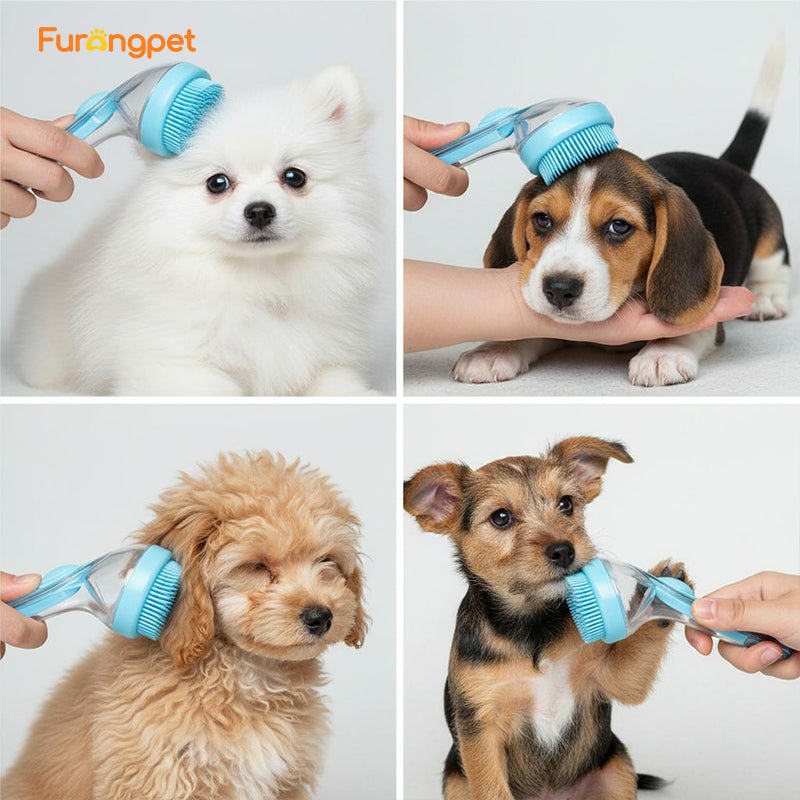 2 in 1 Pet Bath Brush with Shampoo Dispenser Massage