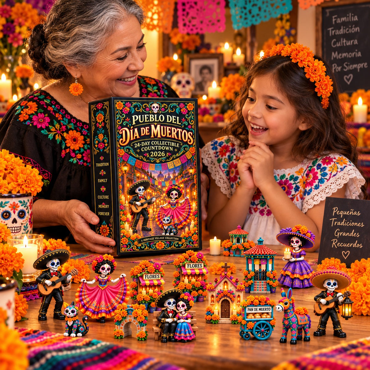 💀 Pueblo del Dia de Muertos 2026 – 24-Day Day of the Dead Collectible Countdown Calendar with 24 Unique Miniatures
