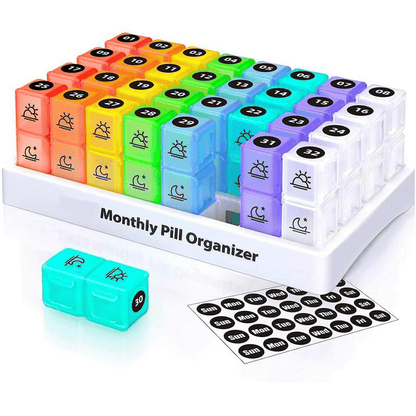 Monthly AM/PM Pill Box, Comes with Stickers