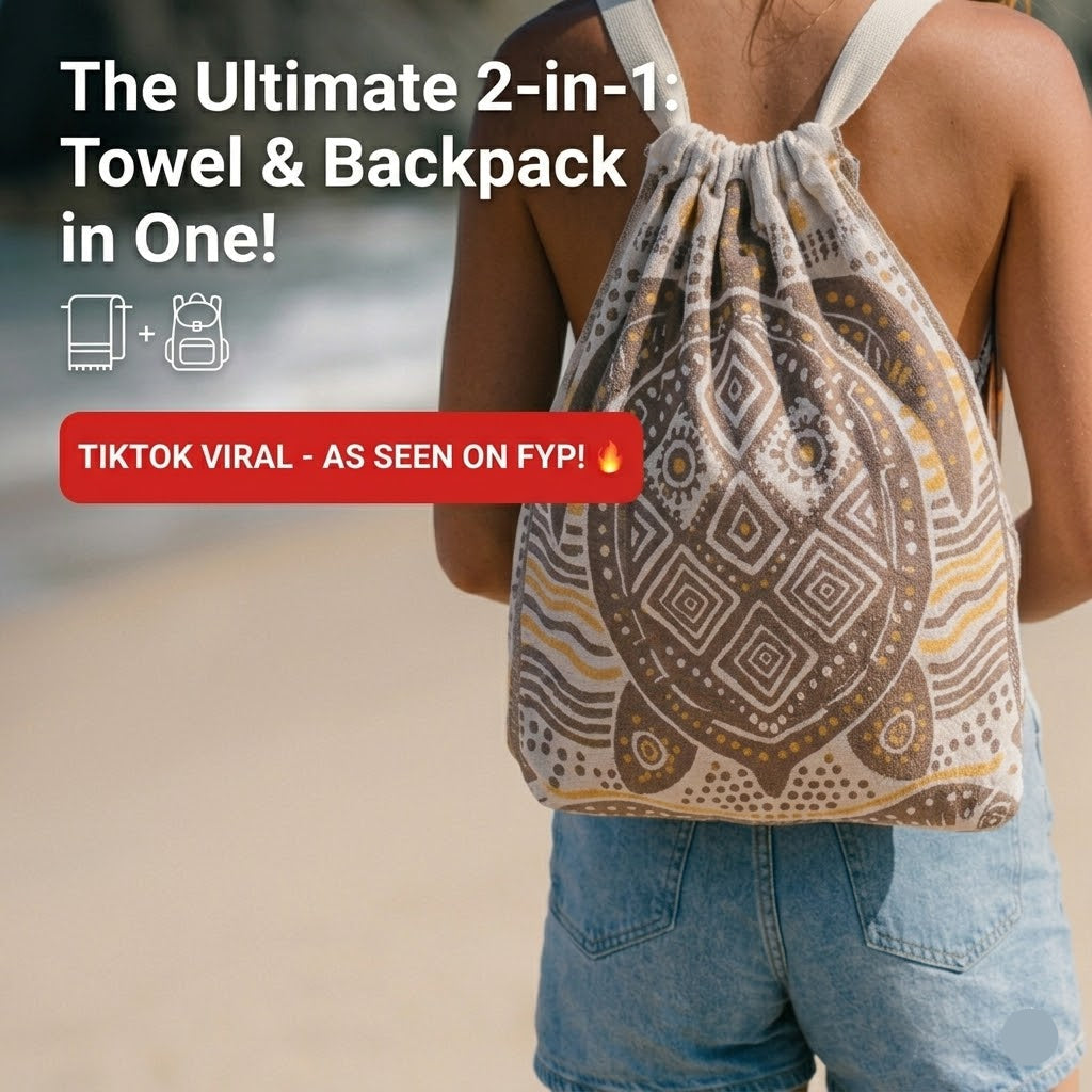 2-in-1 Sand Repellent Towel Backpack, 100% Pure Organic Cotton
