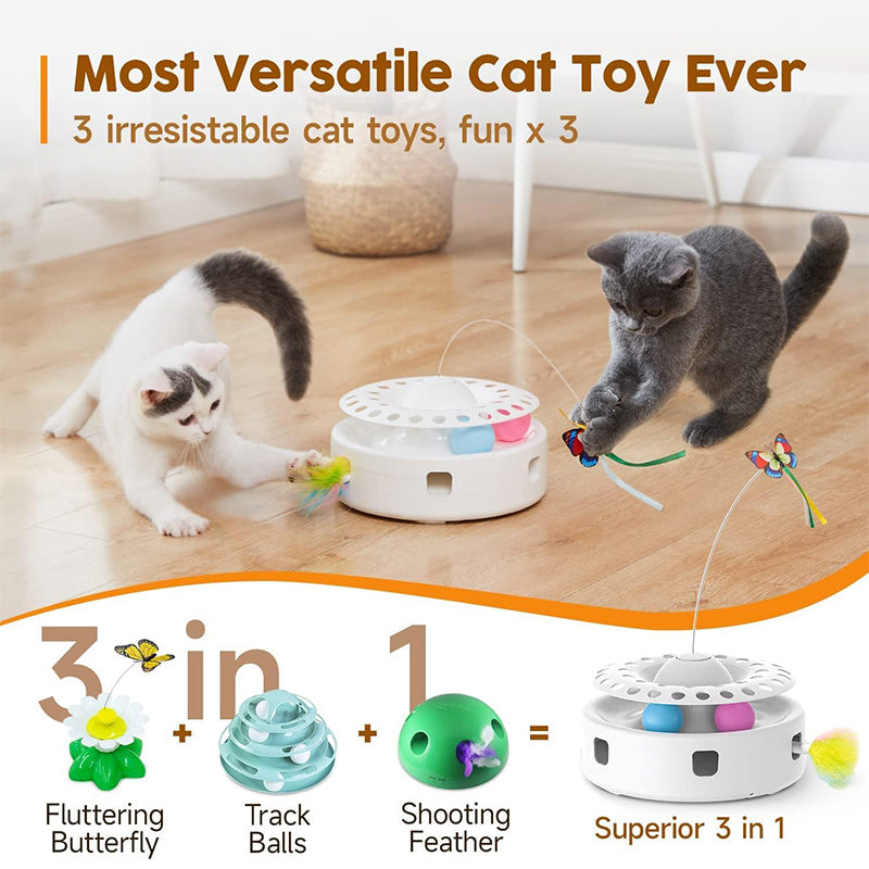 Interactive 3-in-1 Smart Cat Toy for Bored Indoor Cats