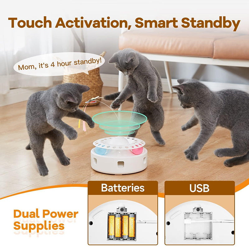 Interactive 3-in-1 Smart Cat Toy for Bored Indoor Cats