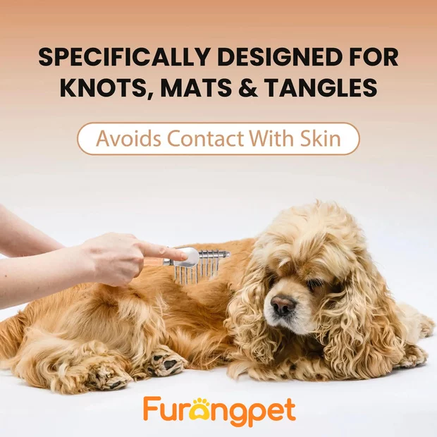 Deep Detangling Dematting Brush for Thick Curly Dog Coats