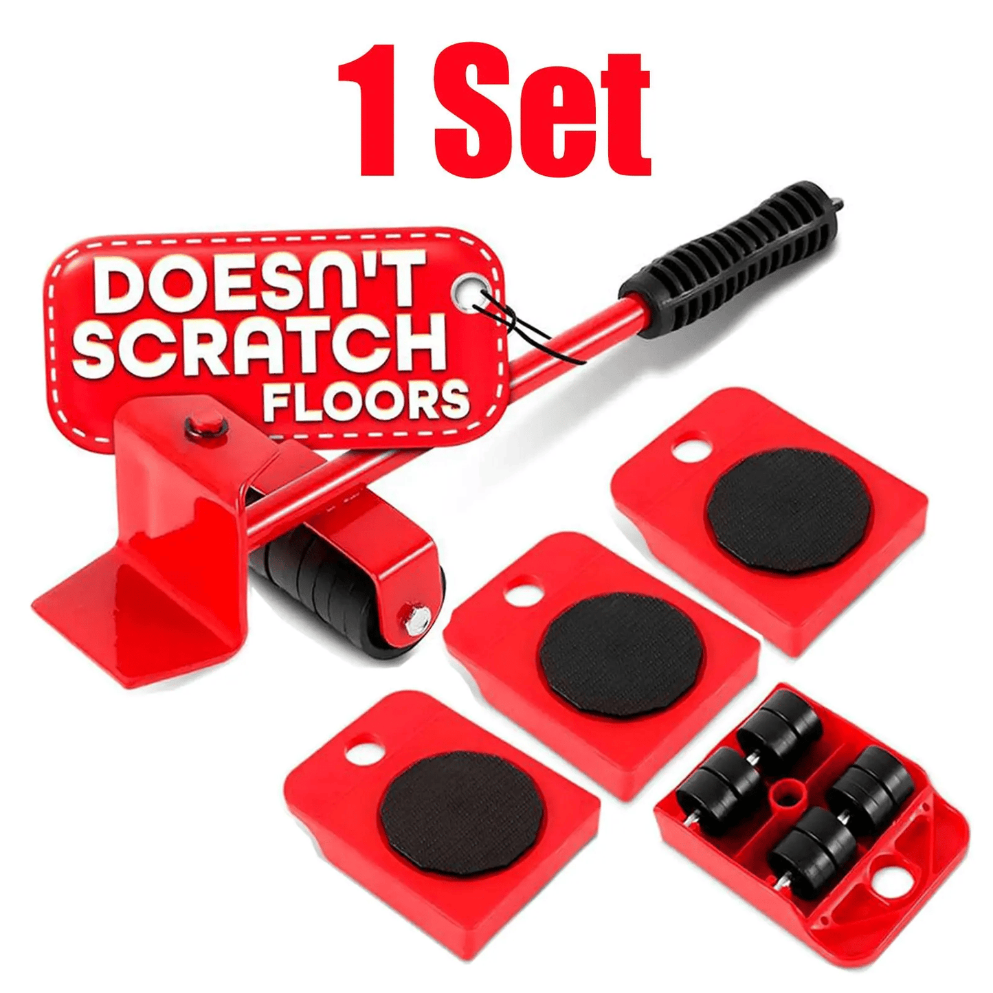 600 Lbs Furniture Moving Lifter Dolly with 360° Wheels for Heavy & Peel Stick Floors