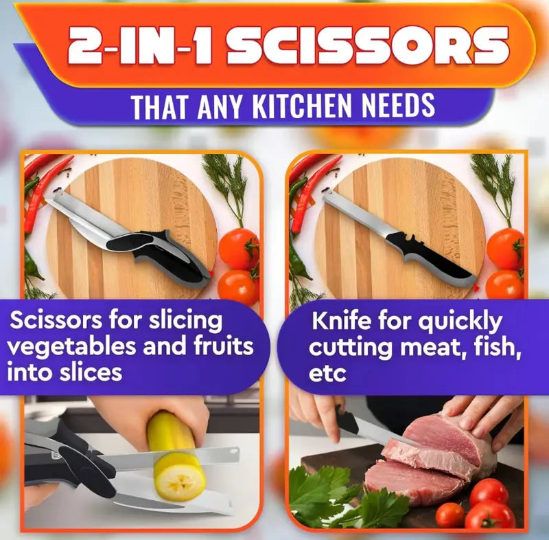2-in-1 Cutting Board Kitchen Shears with Safety Lock