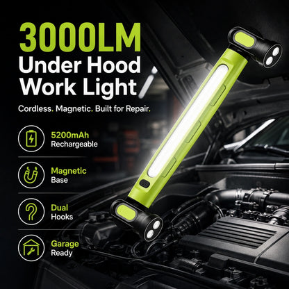 3000LM Cordless Under Hood Work Light Bar for Car Repair & Garage Use