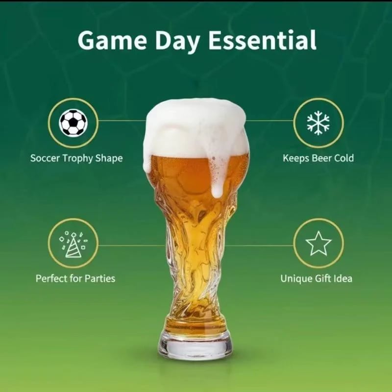 Soccer Trophy Beer Glass | Game Day Gift For Soccer Fans & Beer Lovers