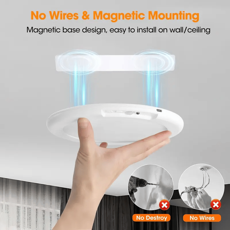 Dimmable rechargeable ceiling light with motion sensor – magnetic & wireless