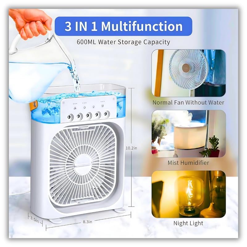Air Cooling Ice Fan With 3 Wind Speeds & 7 Lights