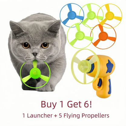 Furongpet™ 6 Pcs Cat Fetch Toy Set with Launcher Gun & Flying Disc