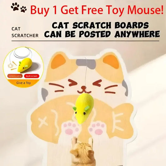 Wall Mounted Cat Scratcher with Free Toy Mouse for Indoor Cats