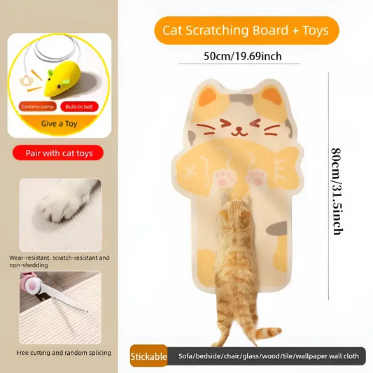 Wall Mounted Cat Scratcher with Free Toy Mouse for Indoor Cats