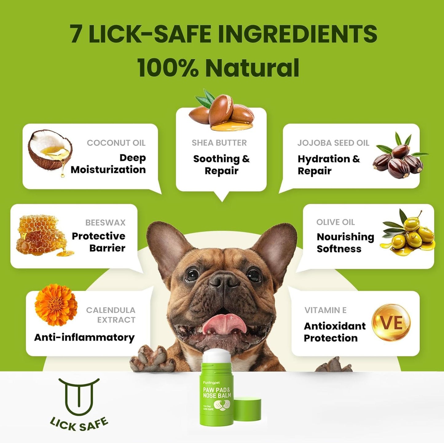Furongpet™ Lick-Safe Paw & Nose Balm with Coconut Oil, 1.3 oz / 36 g