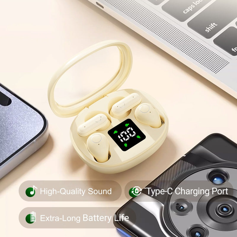 All-Day Comfort, Truly Wireless Earbuds with LED Case for Easy Grab & Go Use.