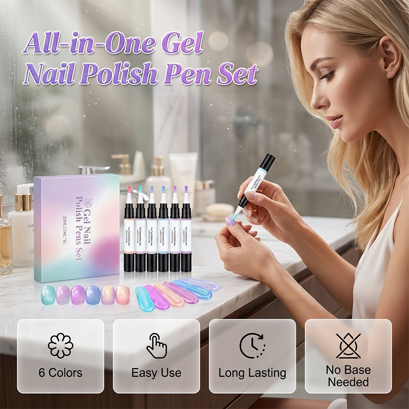Set of 6 Gel Nail Polish Pens