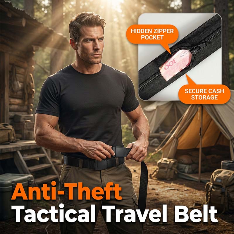 Anti-Theft Travel Belt with Concealed Money Pocket