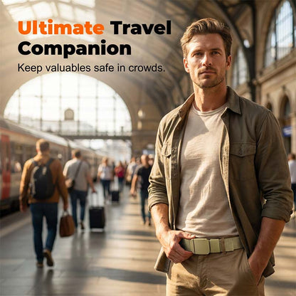 Anti-Theft Travel Belt with Concealed Money Pocket
