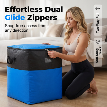 Foldable Zipper Storage Moving Bag – Durable Handles, Space-Saving, Reusable & Easy-Clean