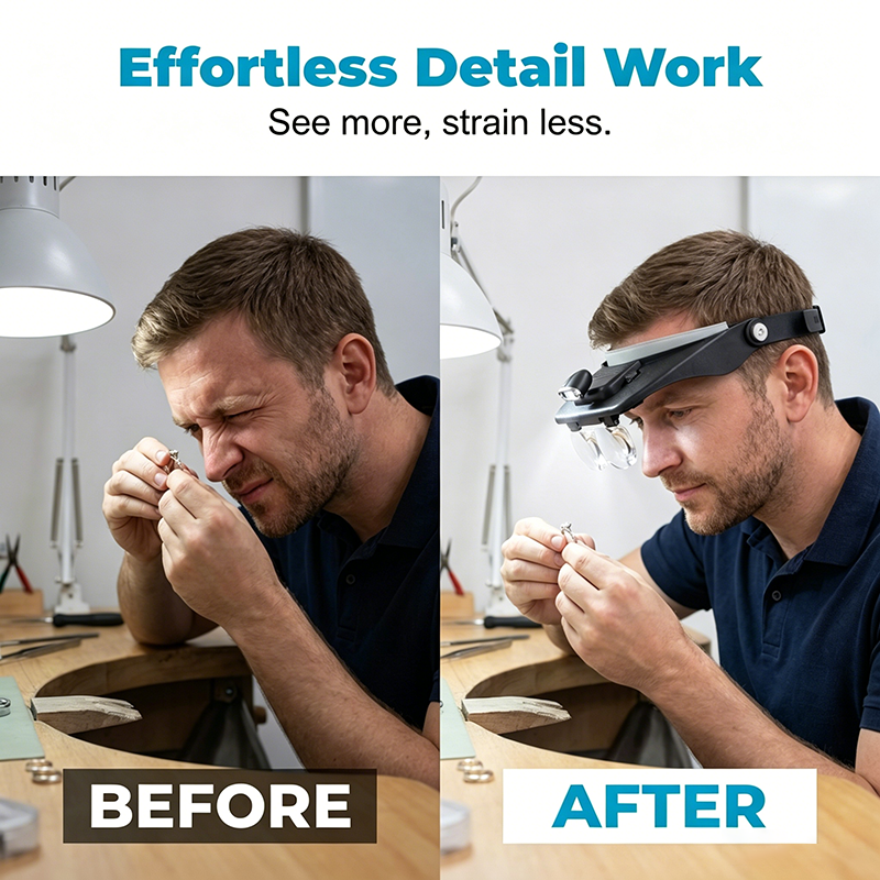 LED Headband Magnifier with 4 Lenses