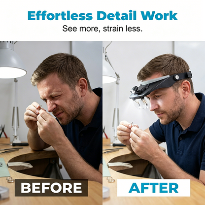 LED Headband Magnifier with 4 Lenses