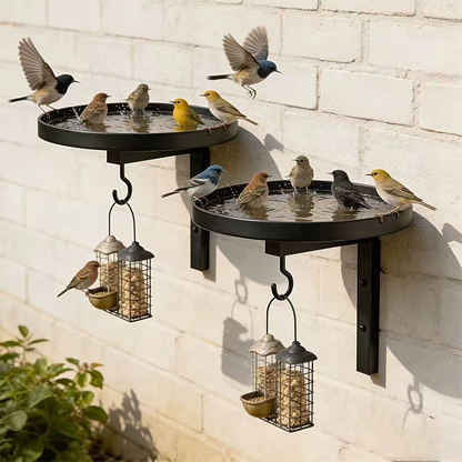 Bronze Wall-Mount Metal Bird Bath