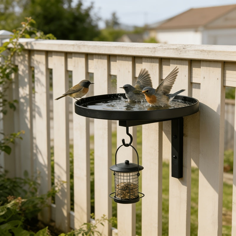 Bronze Wall-Mount Metal Bird Bath