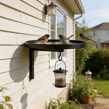 Bronze Wall-Mount Metal Bird Bath