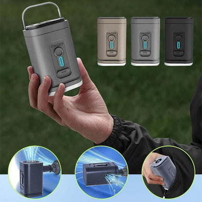 Chargeable Camping Air Pump – Compact Multi-Nozzle, Fast Inflation, Built-In LED