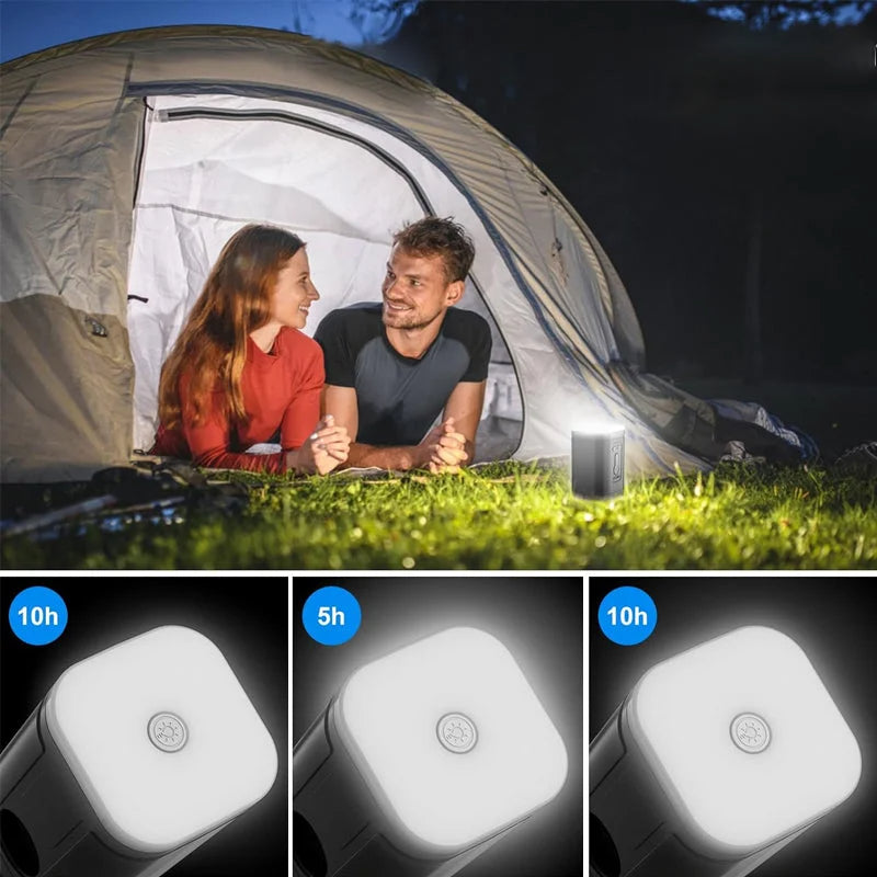 Chargeable Camping Air Pump – Compact Multi-Nozzle, Fast Inflation, Built-In LED