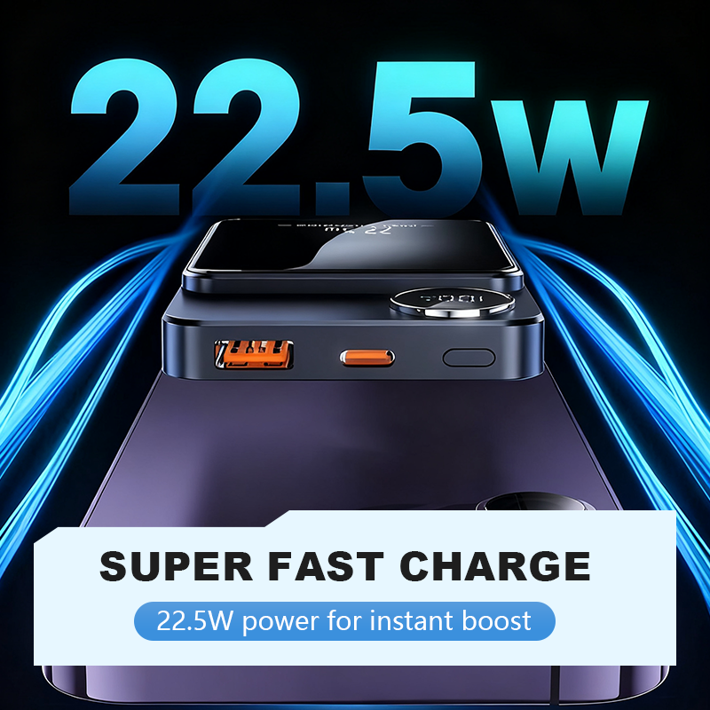 22.5W Slim Magnetic Power Bank, Charges 3 Devices Together