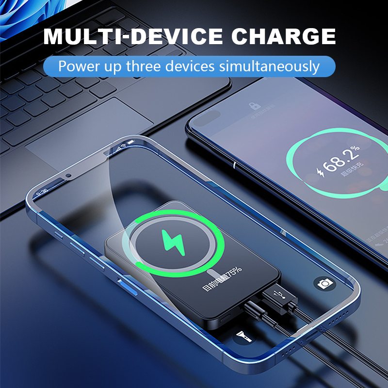 22.5W Slim Magnetic Power Bank, Charges 3 Devices Together