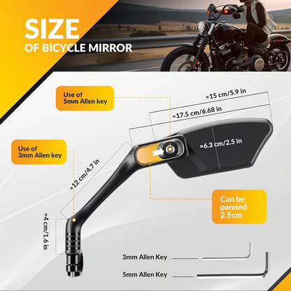 360° Swivel Bike Mirror – Shockproof, Weatherproof, Universal Fit