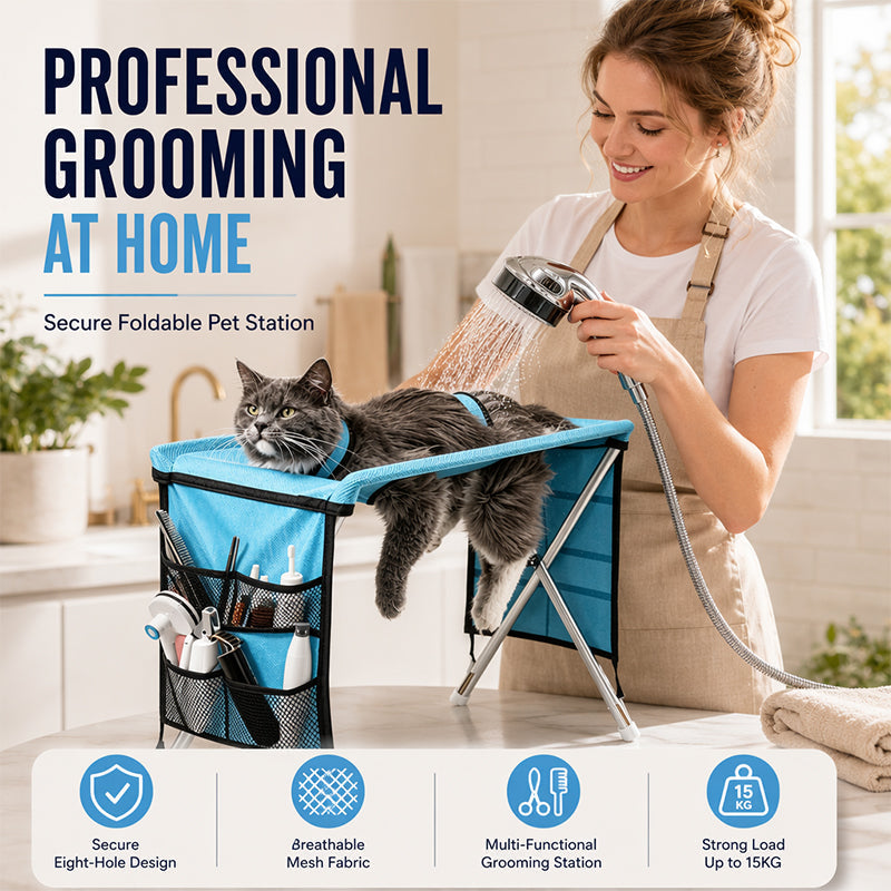 2-in-1 Foldable Pet Grooming Bed