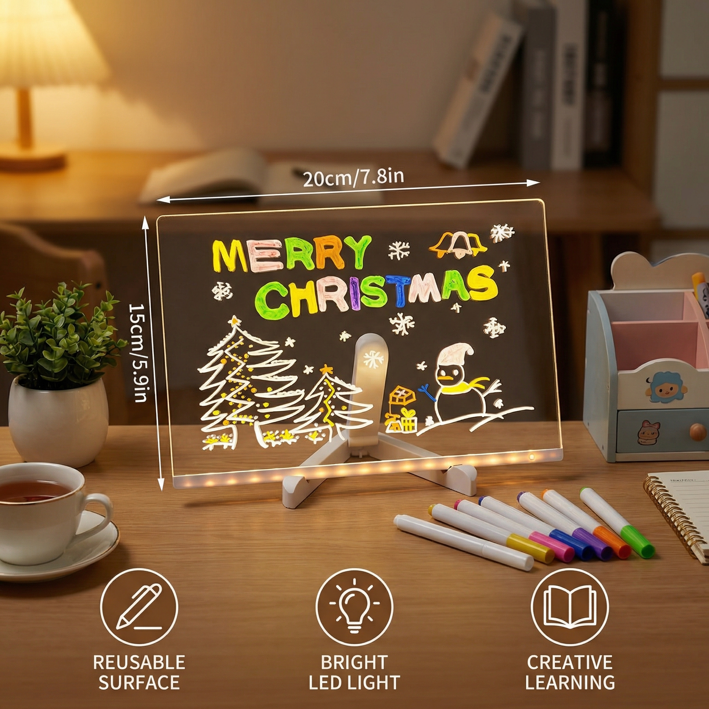 LED Writing Board for Kids – Reusable Light-Up Drawing & Learning Pad